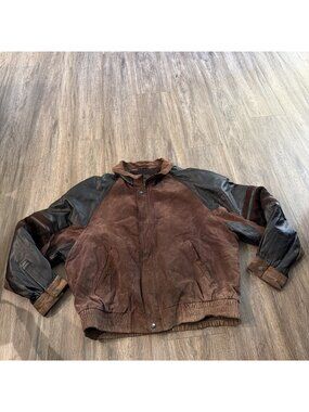 Vintage Cosi Men's Leather Flight Bomber Military Jacket Aztec Print  XL